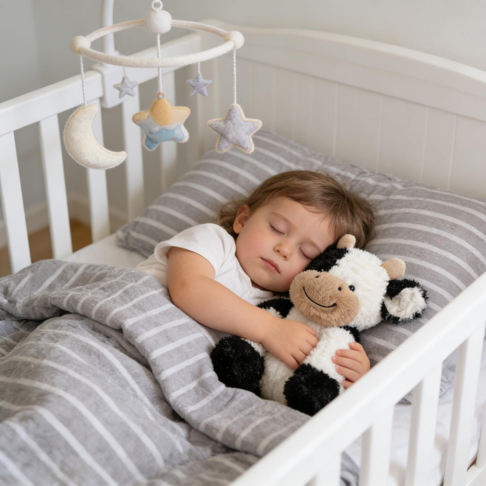 Hopearl dairy cattle toy for kids emphasizes safe, huggable companionship.