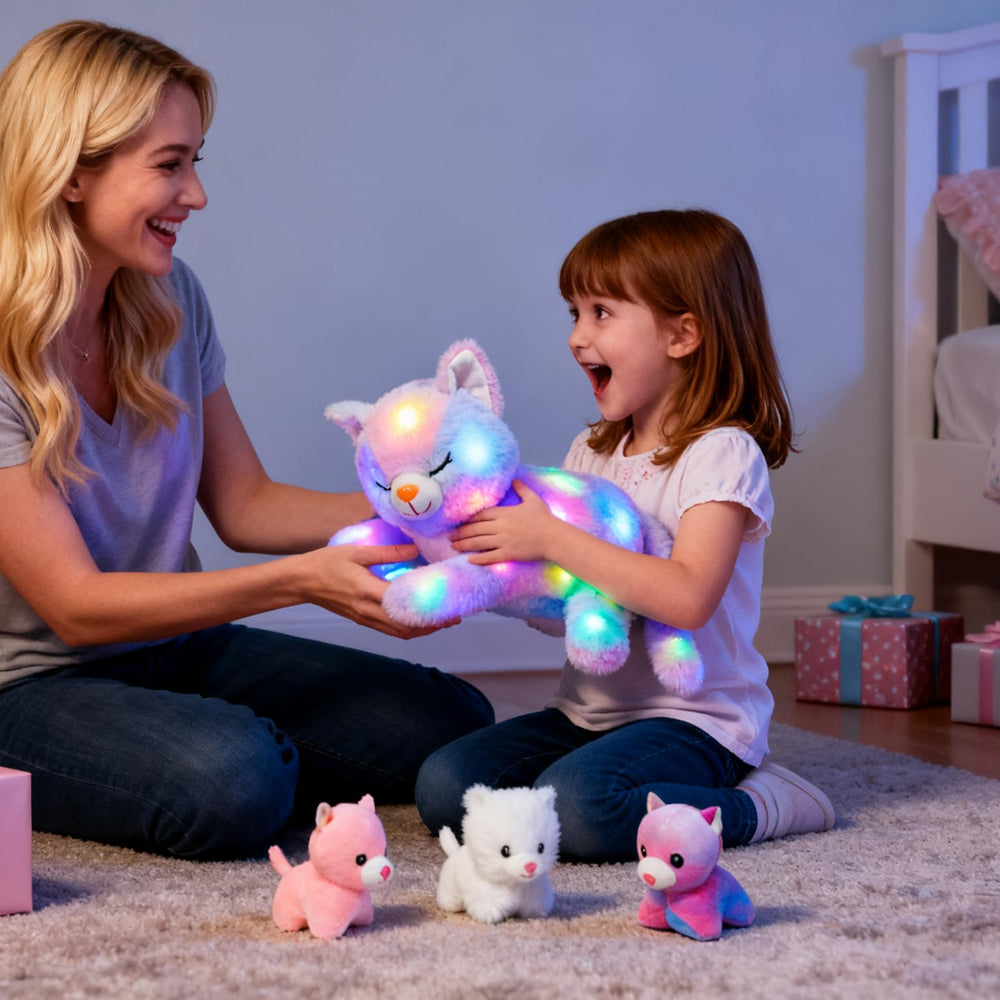 Hopearl glow-in-the-dark mommy cat night light supports bedtime calm