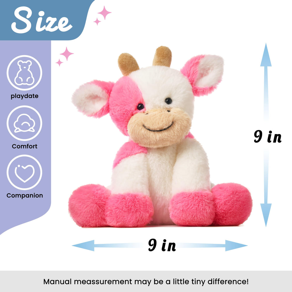 Hopearl plush cow toy portable for car trips and travel.