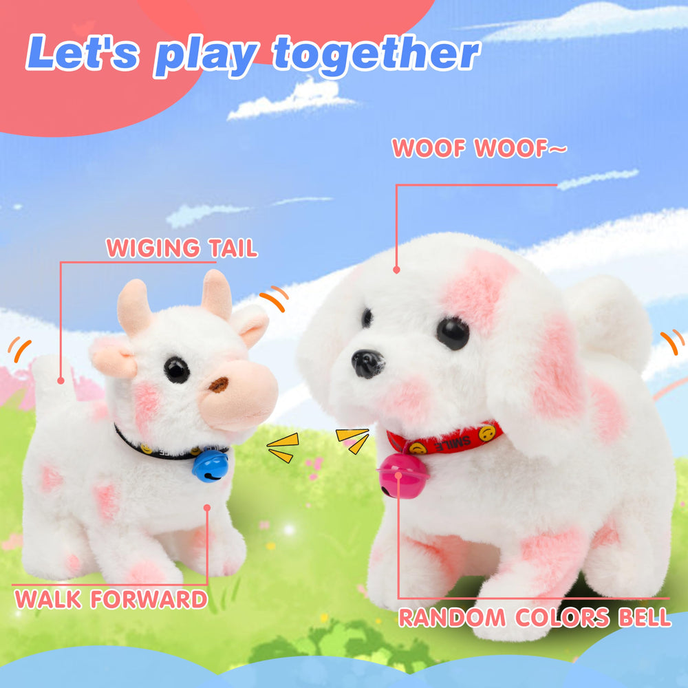 Hopearl Walking Point Dog pink tail wiggle, cute motion encourages imaginative play