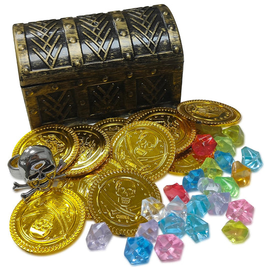 HOPELJ Kids pirate treasure chest, vintage look for imaginative play