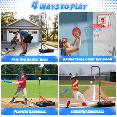 HopeRock 2in1 basketball and baseball combo in tee mode for indoor versatility