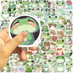 Hopetl frog stickers decorate a laptop with colorful, durable design.