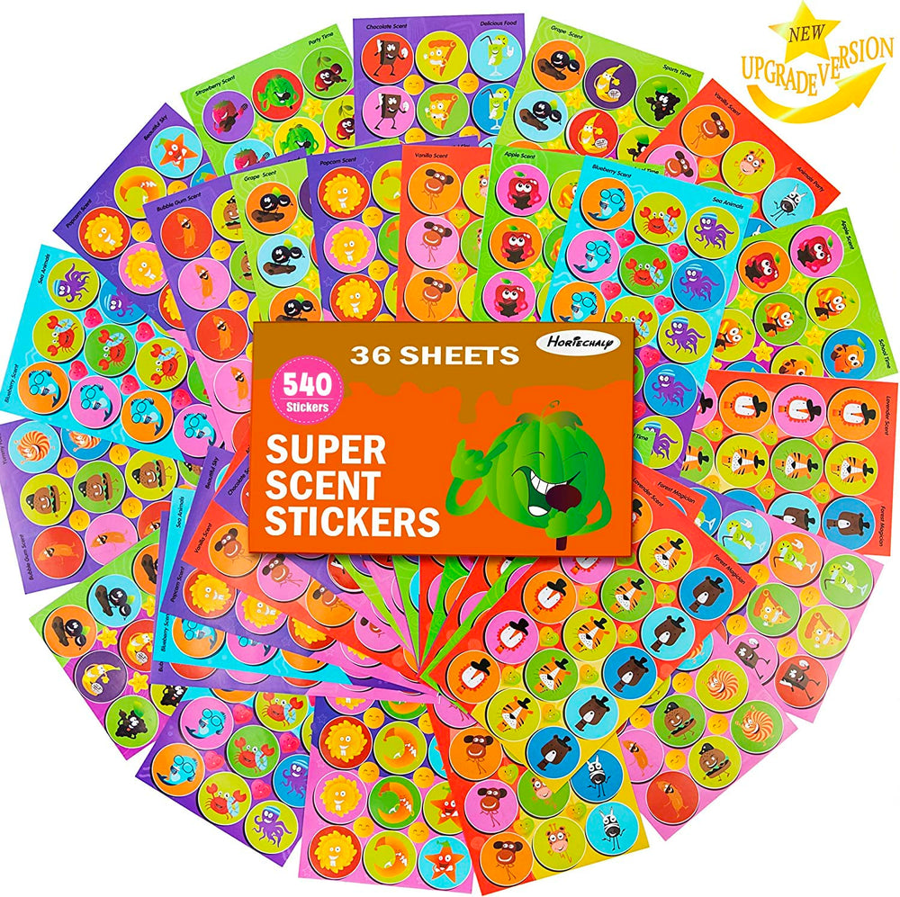 HORIECHALY Smelly Stickers Scratch and Sniff with fruity scents for classroom fun.
