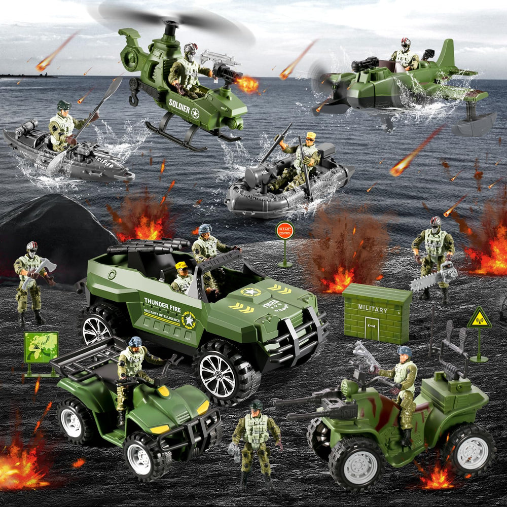 HOSPONY 78-in-1 army motorcycle fuels fast chase play