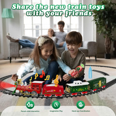 Hot Bee train set around a Christmas tree for festive display.