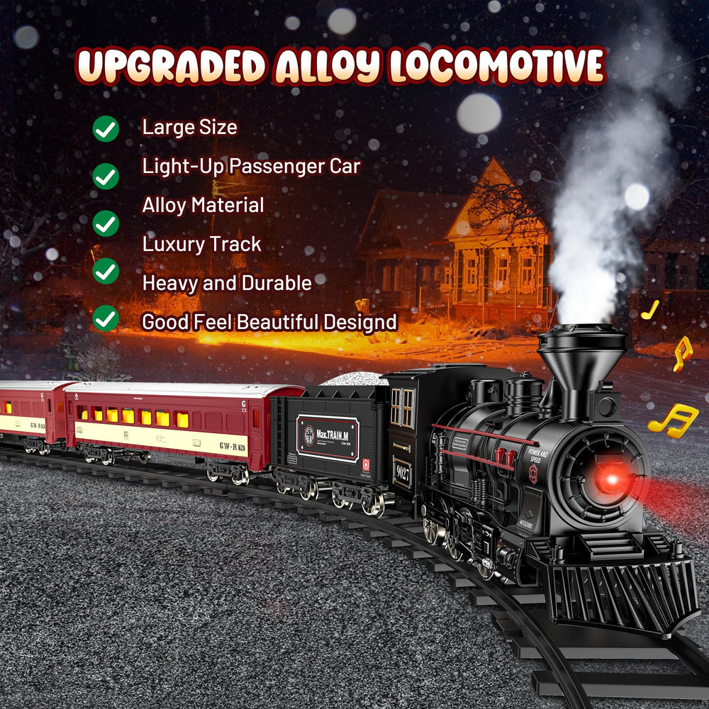 Hot Bee train set glowing passenger cars illuminate nighttime play sessions.
