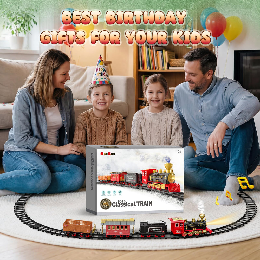 Hot Bee train set kids playing enhances imagination and coordination.