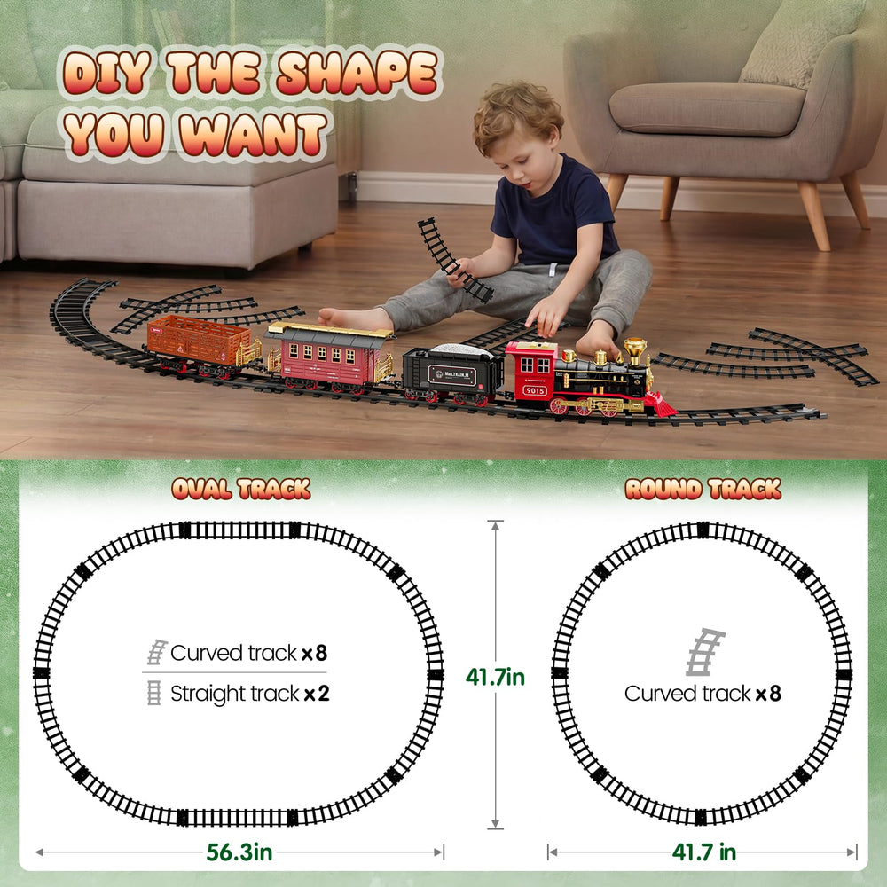 Hot Bee train set track layout demonstrates circular and oval layouts.
