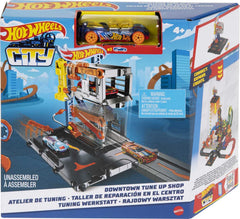 Hot Wheels 1:64 scale vehicle included for immediate play.