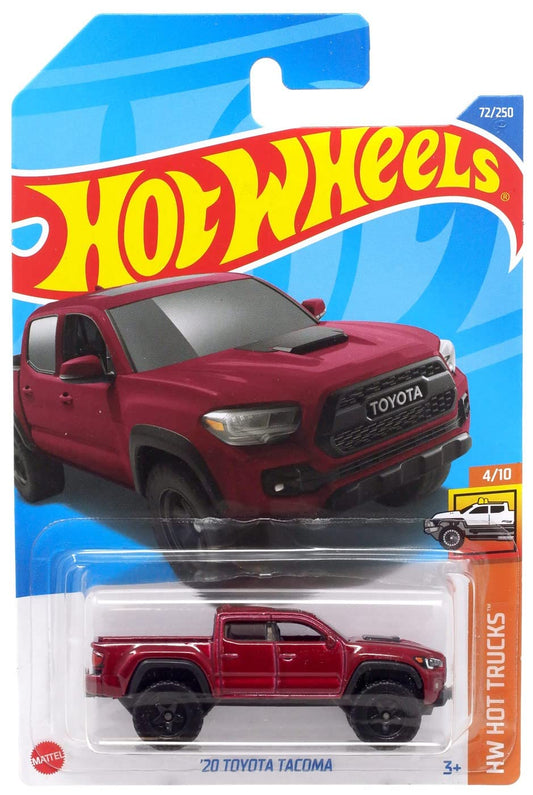 Hot Wheels 2020 Toyota Tacoma red front view die-cast car for display