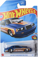 Hot Wheels 86 Ford Thunderbird Pro Stock blue die-cast model, ideal for display and collection.