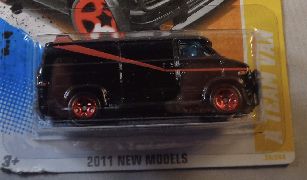 Hot Wheels A Team Van Black 39/244 rear view showcases retro styling.