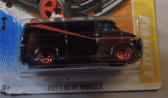 Hot Wheels A Team Van Black 39/244 rear view showcases retro styling.