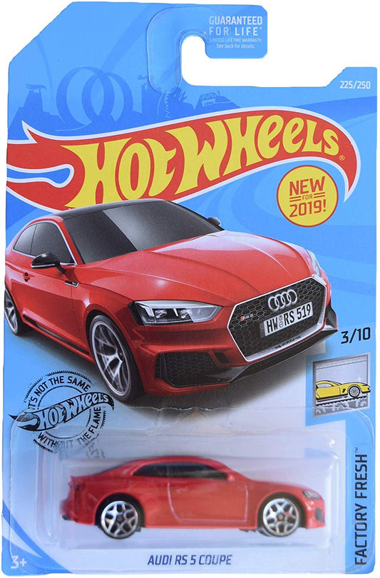 Hot Wheels Audi RS 5 Coupe 1:64 scale red model for display and play.