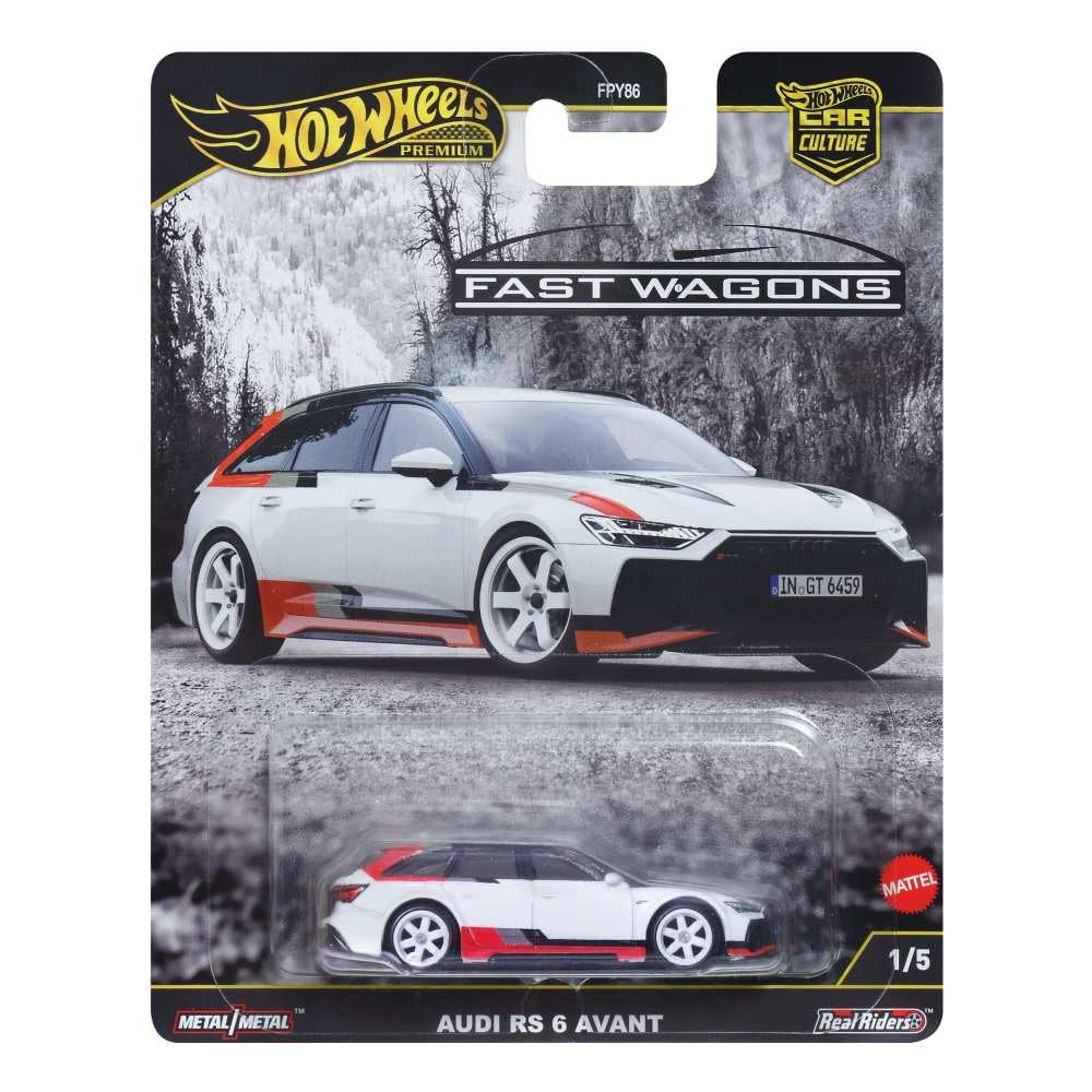 Hot Wheels Audi RS 6 Avant detailed headlights and taillights for realism.