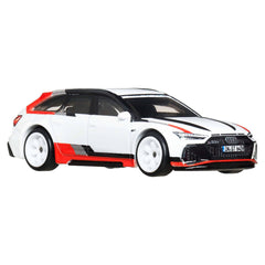 Hot Wheels Audi RS 6 Avant red and black striping adds racing flair.