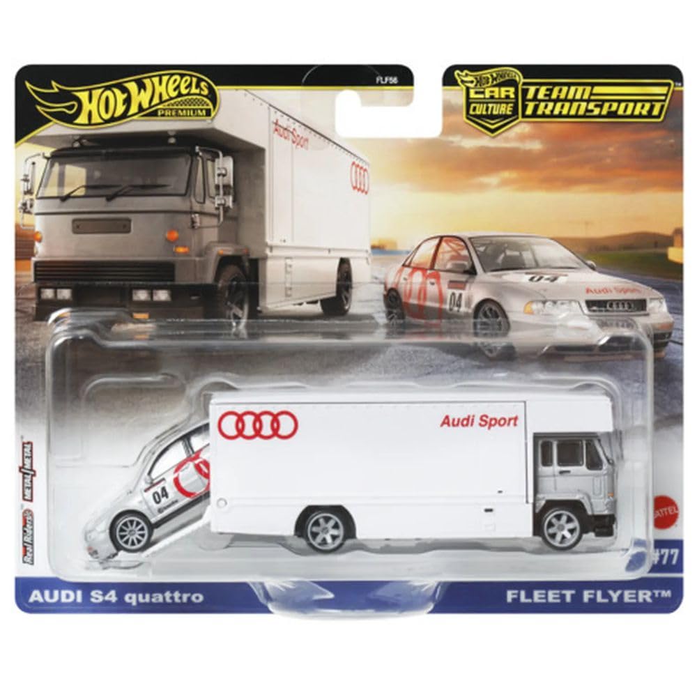 Hot Wheels Audi S4 Quatro transport exterior view with bold colors