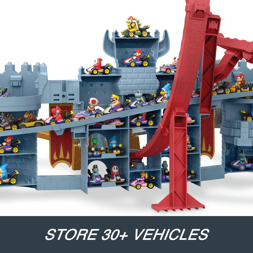 Hot Wheels Bowser's Castle storage holds 38 vehicles when idle.