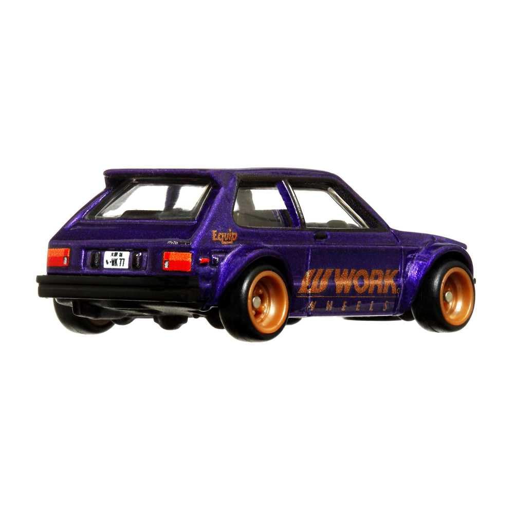 Hot Wheels Circuit Legend Toyota Starlet KP61 side view highlighting accurate silhouette for collectors.
