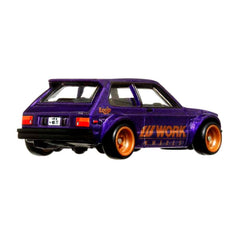 Hot Wheels Circuit Legend Toyota Starlet KP61 side view highlighting accurate silhouette for collectors.