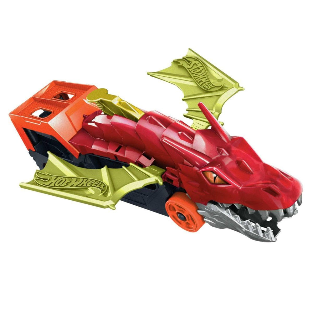 Hot Wheels City Dragon Launch Transporter ready to fire up fast racing action.