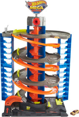 Hot Wheels City Mega Garage elevator in action moving cars between levels