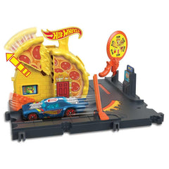 Hot Wheels City Speedy Pizza Pick-Up ramps and signs boost stunt-filled play sessions.
