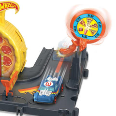 Hot Wheels City Speedy Pizza Pick-Up surprise window reveals playful twists.