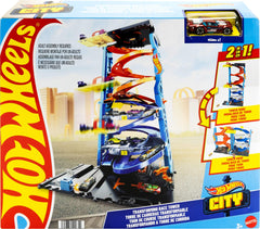 Hot Wheels City Transforming Race Tower base details spur imaginative storytelling.
