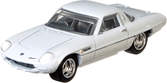 Hot Wheels Mazda Cosmo front view highlights display appeal.