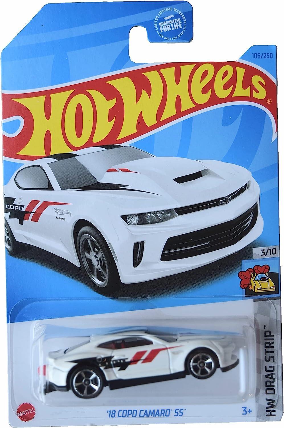 Hot Wheels Copo Camaro SS white front view for display and collection
