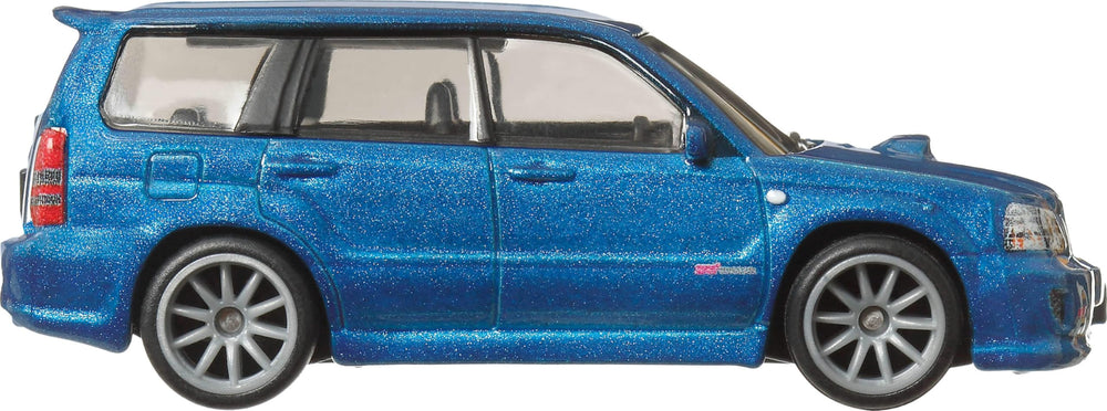 Hot Wheels Forester STI metal-metal body and chassis for durable, collectible feel.