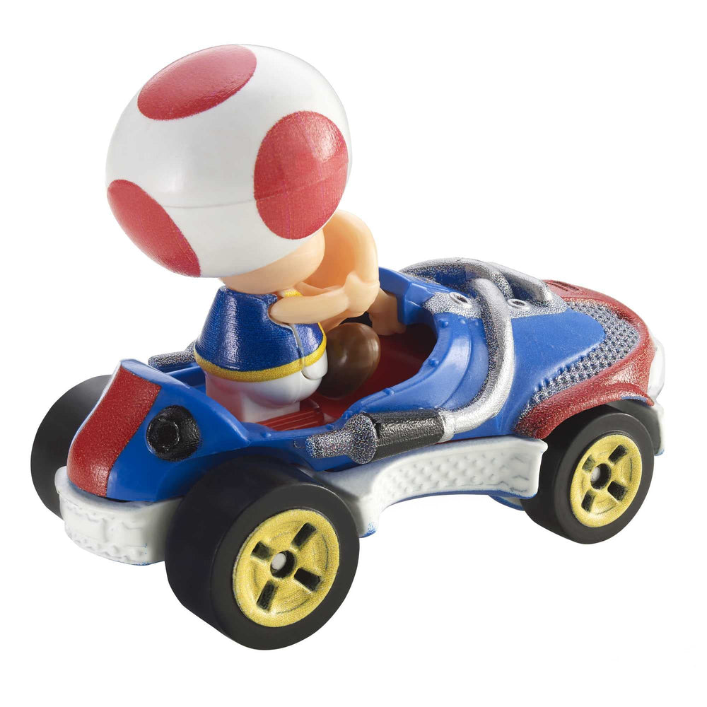Hot Wheels GBG30 Toad Mario Kart figure for imaginative racing stories.