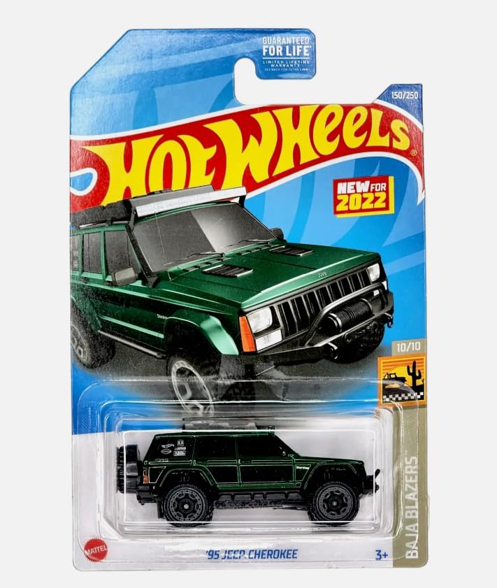 Hot Wheels Jeep Cherokee Baja Blazers 1:64 die-cast car for display and collection.