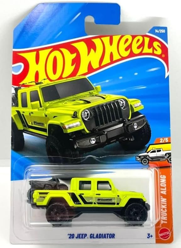 Hot Wheels Jeep Gladiator in green, Truckin' Along 1:64-scale diecast ideal for display and gifting.