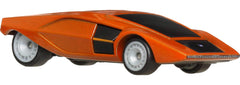 Hot Wheels Lancia Stratos Zero Real Riders tires close-up, realistic detailing.