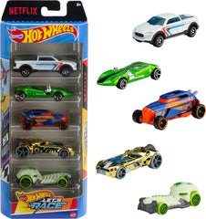 Hot Wheels Let's Race 5-Pack packaging showcases show-inspired branding for collectors.