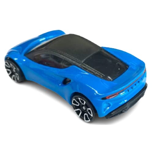 Hot Wheels Lotus Emira blue packaging view, ready for protection and gifting.