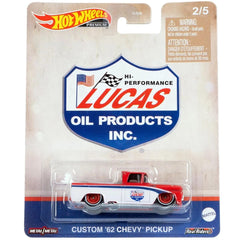 Hot Wheels Lucas Custom 62 Chevy Pickup on display, ideal for collectors