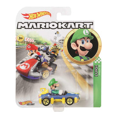 Hot Wheels Mario Kart Luigi Mach 8 die-cast car ready for track play