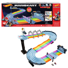 Hot Wheels Mario Kart Rainbow Road Raceway full 8-foot track setup for exciting play