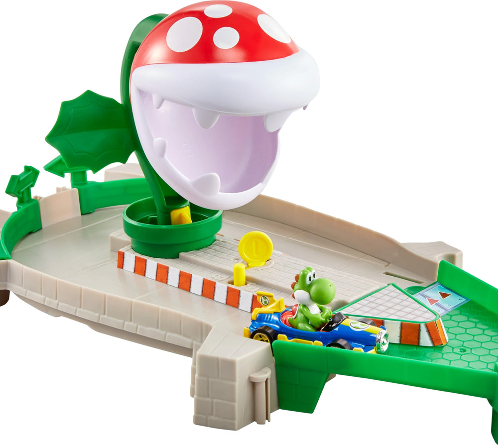 Hot Wheels-Mario Kart Yoshi Kart image shows first-appearance vehicle for collectible play.