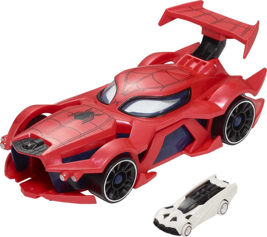 Hot Wheels Spider-Man Web-Car Launcher highlighting fast, imaginative play with the launcher action.