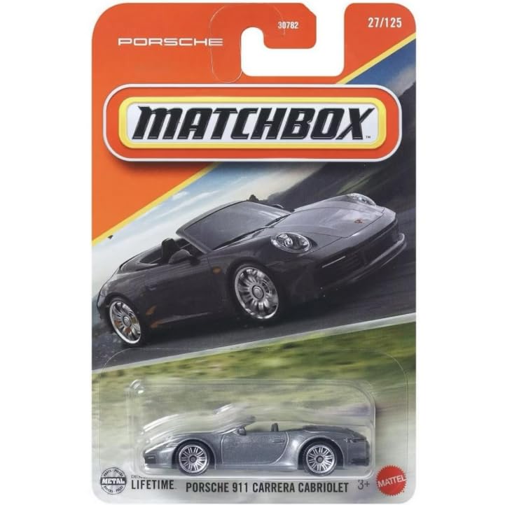 Hot Wheels Matchbox Porsche 911 Carrera Cabriolet gray 1:64 scale diecast model for display and play