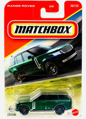 Hot Wheels Matchbox Range Rover PHEV in green, 1:64 scale, ideal for display and collection