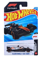 Hot Wheels McLaren F1 black and orange 1:64 diecast for display and collection