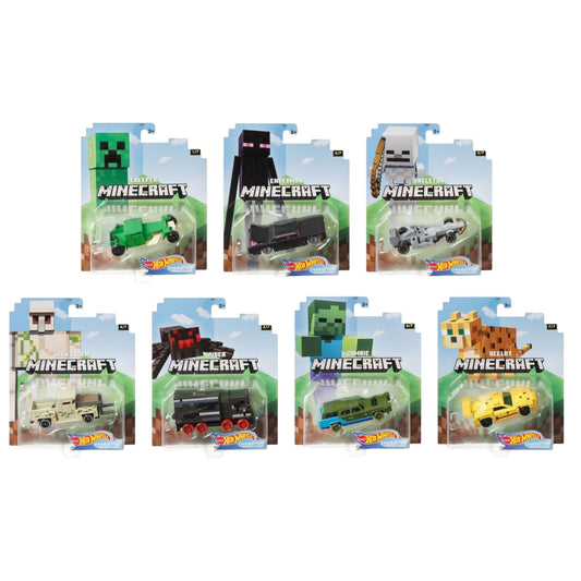Hot Wheels Minecraft Creeper car in 1:64 scale for collecting and imaginative play.