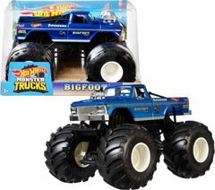 Hot Wheels Bigfoot 1:24 scale monster truck with oversized tires for epic pretend play.