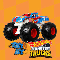 Hot Wheels Monster Trucks die-cast metal body emphasizes durable build.